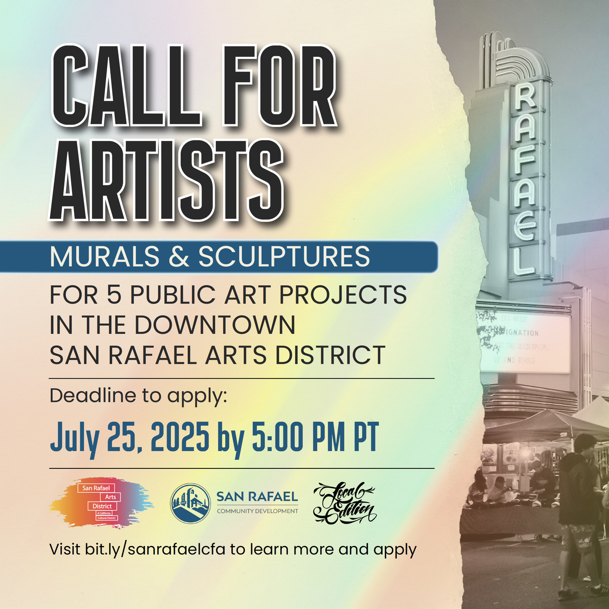 Infographic with information about the call for artists
