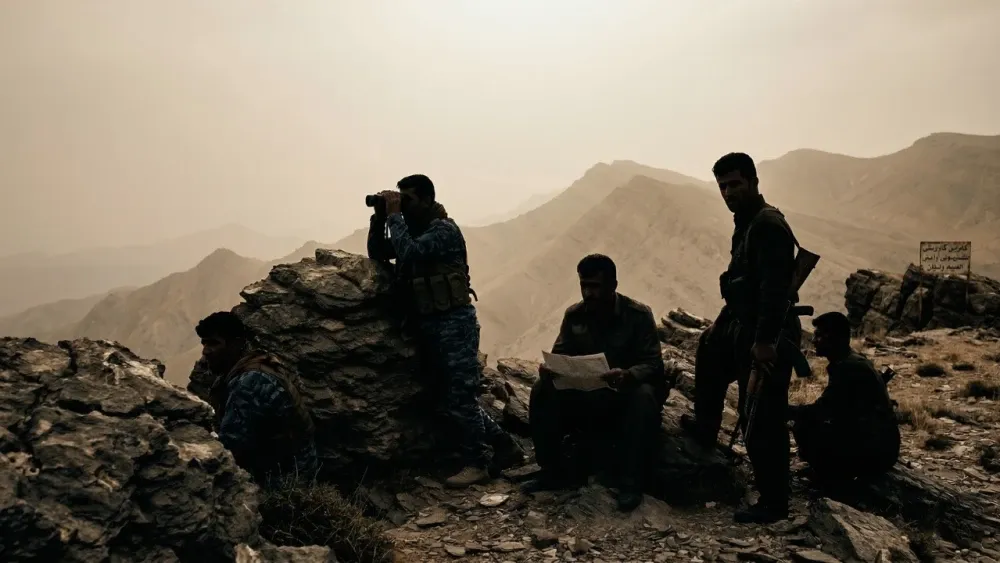 Kurdish armed factions based near the Iran-Iraq frontier remain constrained by limited capacity, regional pressure, and uncertainty over outside backing.  Generated image.