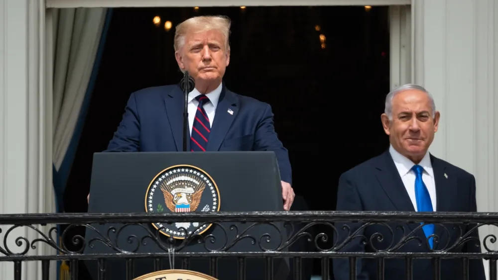 President Donald Trump and Israeli Prime Minister Benjamin Netanyahu at the signing of the Abraham Accords in 2020. Shutterstock