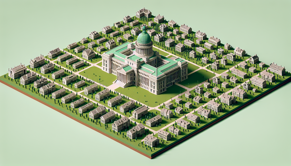 The capitol building with thousands of tiny houses all over the lawn in front of it