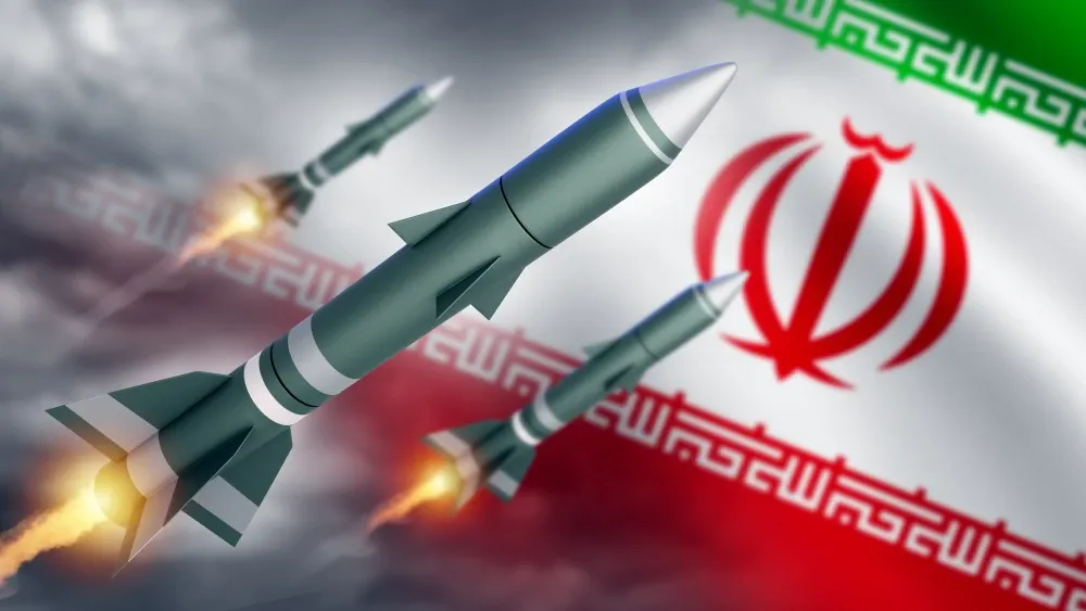 Iran flag and rockets