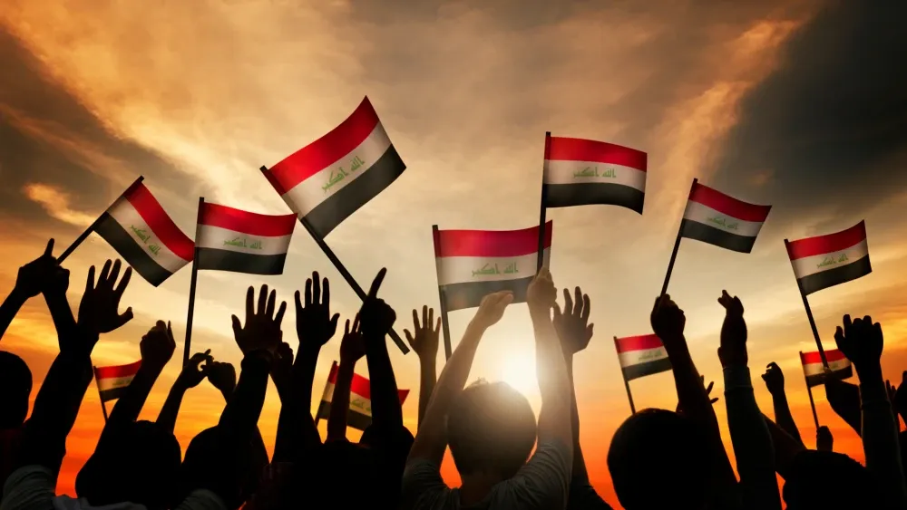 Demonstrators with Iraqi Flags