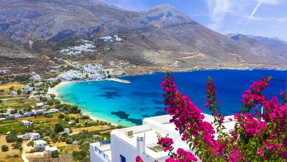 Tiny Amorgos island in the Greek Cyclades in the Aegean Sea.  Shutterstock