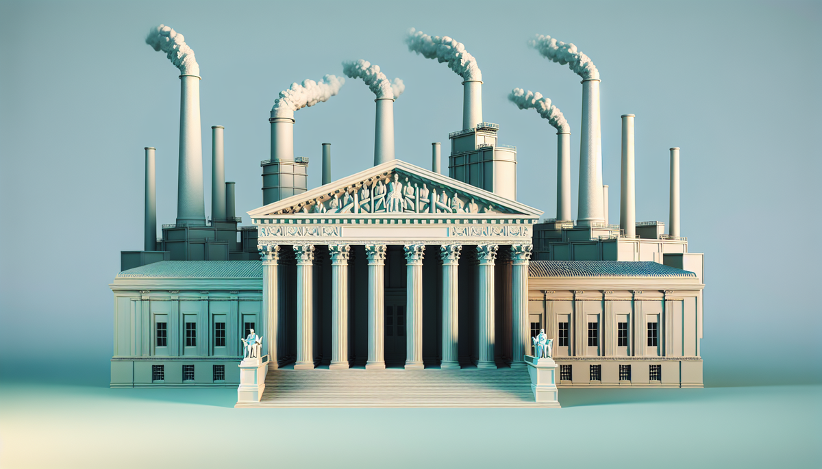 Supreme Court with factory smokestacks