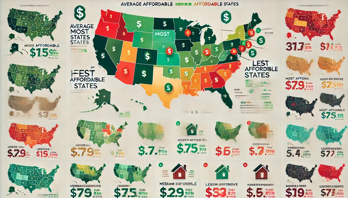 a colorful map of the United States illustrating the costs of homeownership across the country