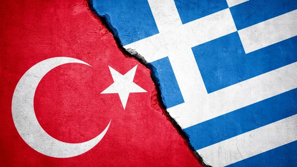 Turkey and Greek flags