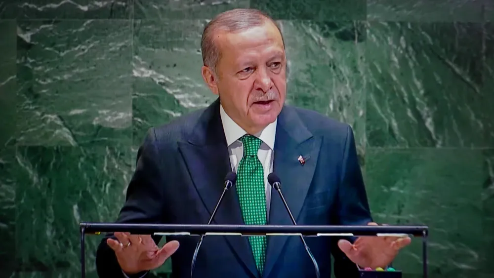 Turkish President Recep Tayyip Erdoğan addresses the United Nations General Assembly in New York in September 2025.  Shutterstock