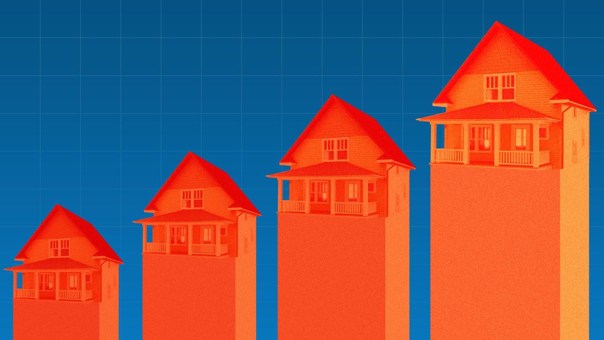 illustration of homes as increasing bars of a bar chart