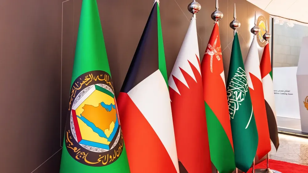 Flags representing member states of the Gulf Cooperation Council.  Shutterstock