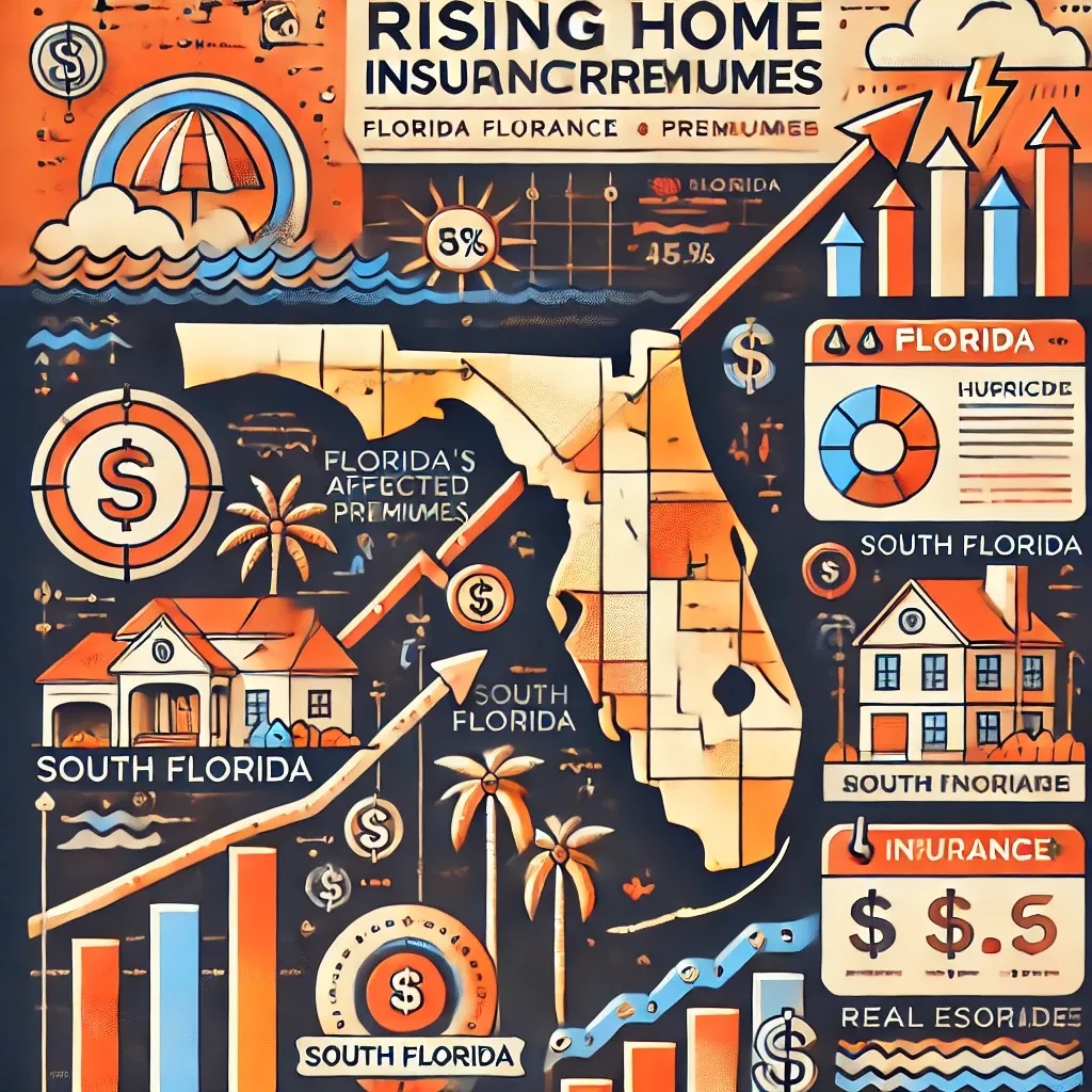 Graphic illustration with a map of Florida in the middle and lots of numbers and graphics around it