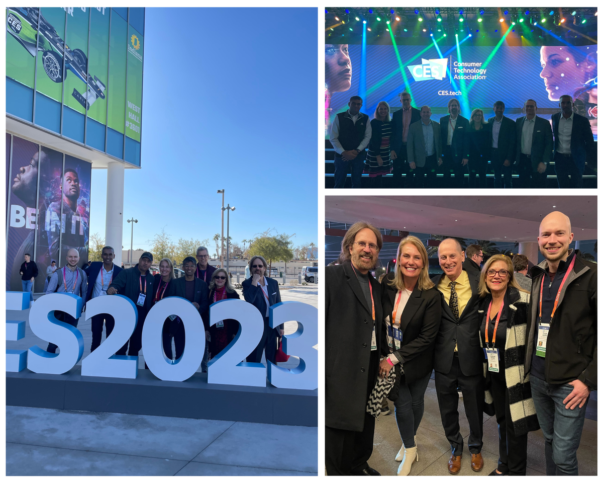 Photo collage featuring NVTC Delegation at CES 2023
