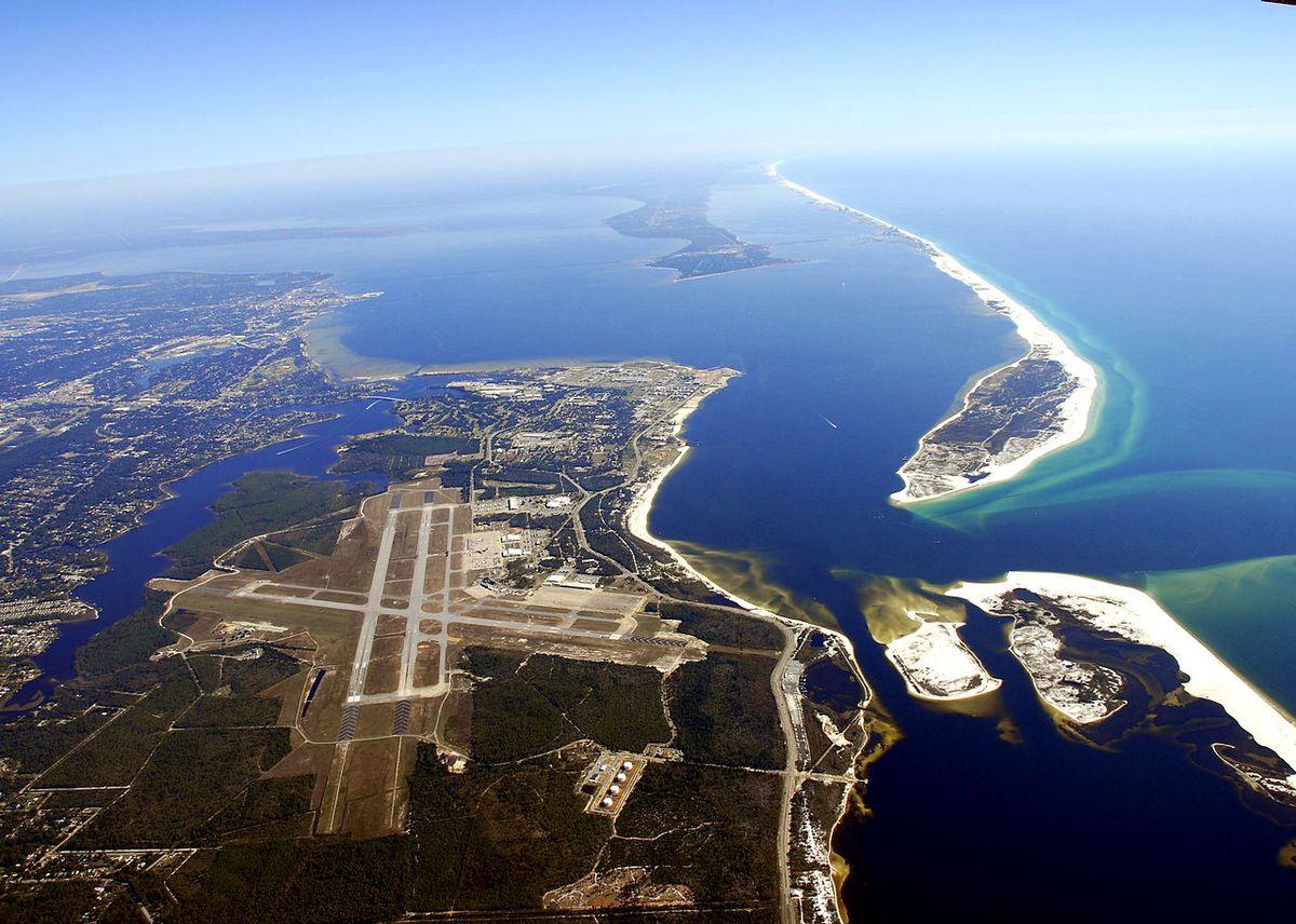 An aerial view of Naval Air Station Pensacola.