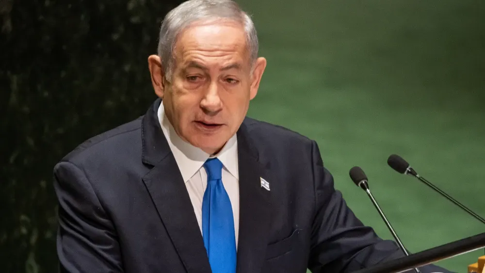 Israeli Prime Minister Benjamin Netanyahu speaks to the UN General Assembly in New York in September 2023.  Shutterstock