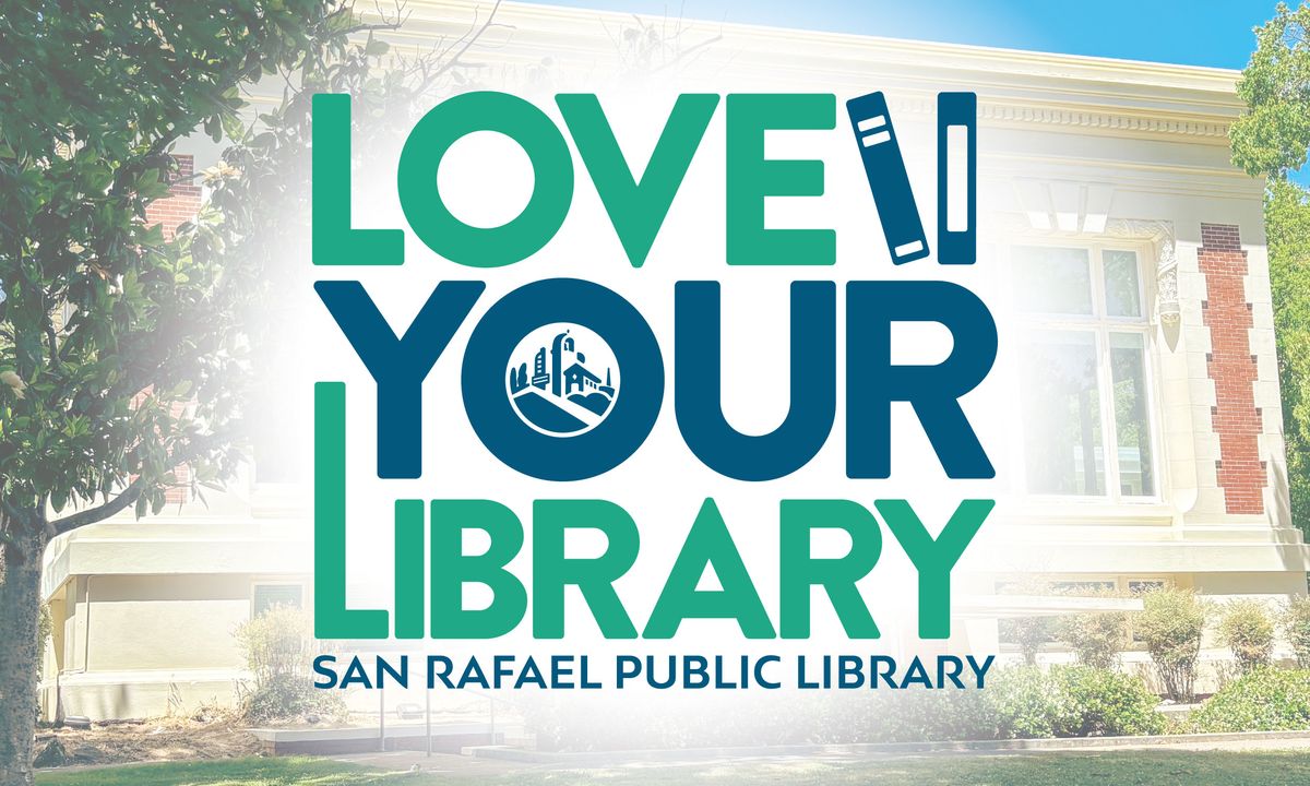 Love Your Library logo on an image of the Carnegie library exterior
