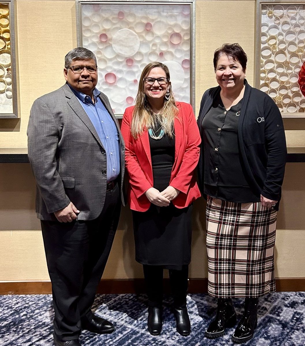 NCUIH President-elect Walter Murillo (Choctaw), CEO Francys Crevier (Algonquin), and NCUIH board member Maureen Rosette (Chippewa Cree)