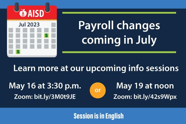 graphic for info sessions on payroll changes