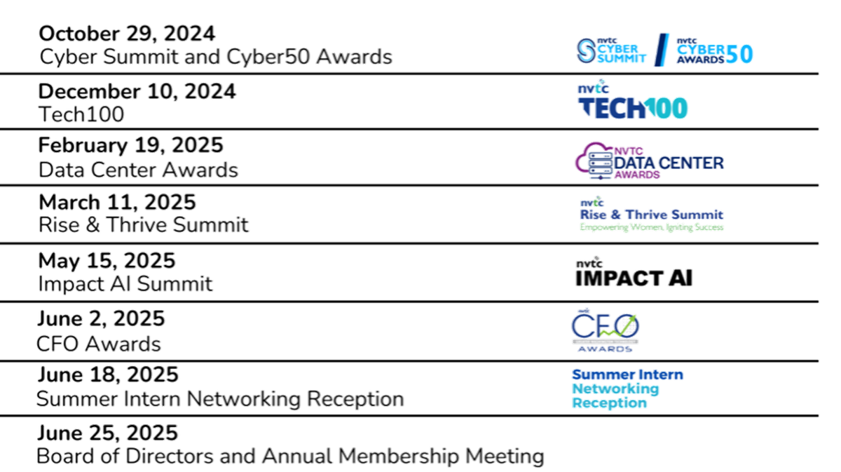Calendar of NVTC signature events from October 2024 - June 2025