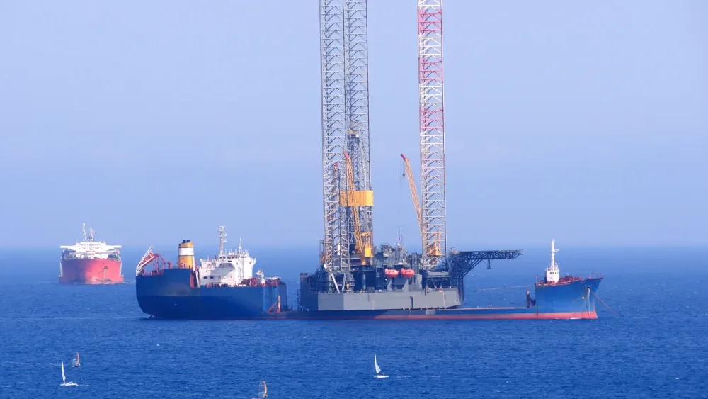 An offshore gas and oil exploration platform in the eastern Mediterranean.  Shutterstock