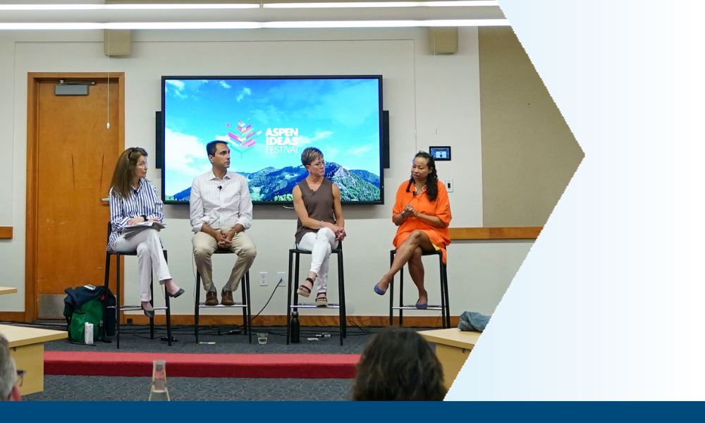 Jane Wales speaks with a group at the Aspen Ideas Festival 2022