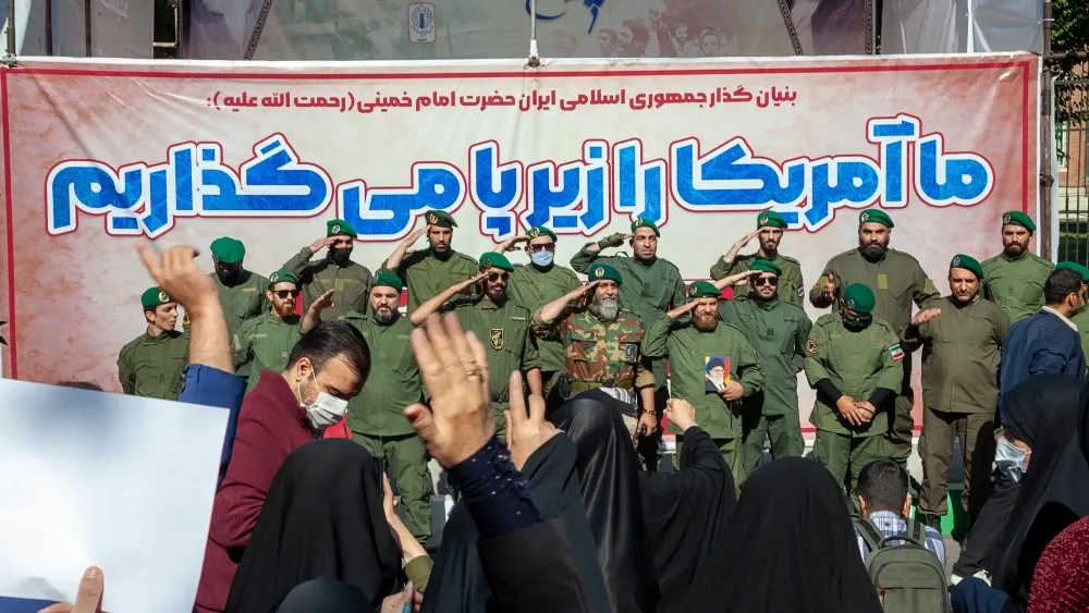 The Islamic Republic systematically inculcates a culture of loyalty towards the clerical regime in its armed forces, with the Islamic Revolutionary Guard Corps (above) receiving the most intensive ide...