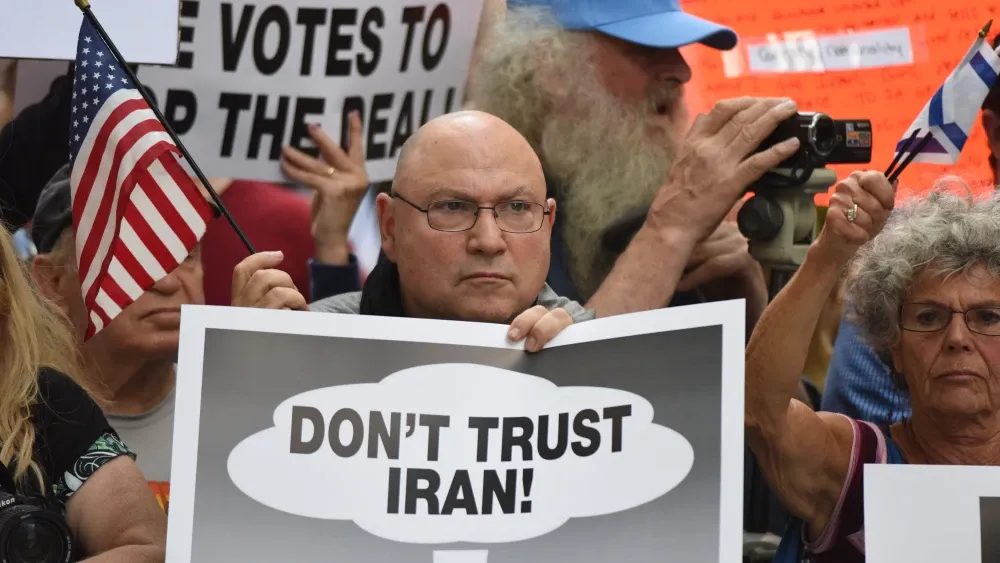 Demonstrators march against the original Obama-era Joint Comprehensive Plan of Action (JCPOA) in New York City, July 2022. (Shutterstock)