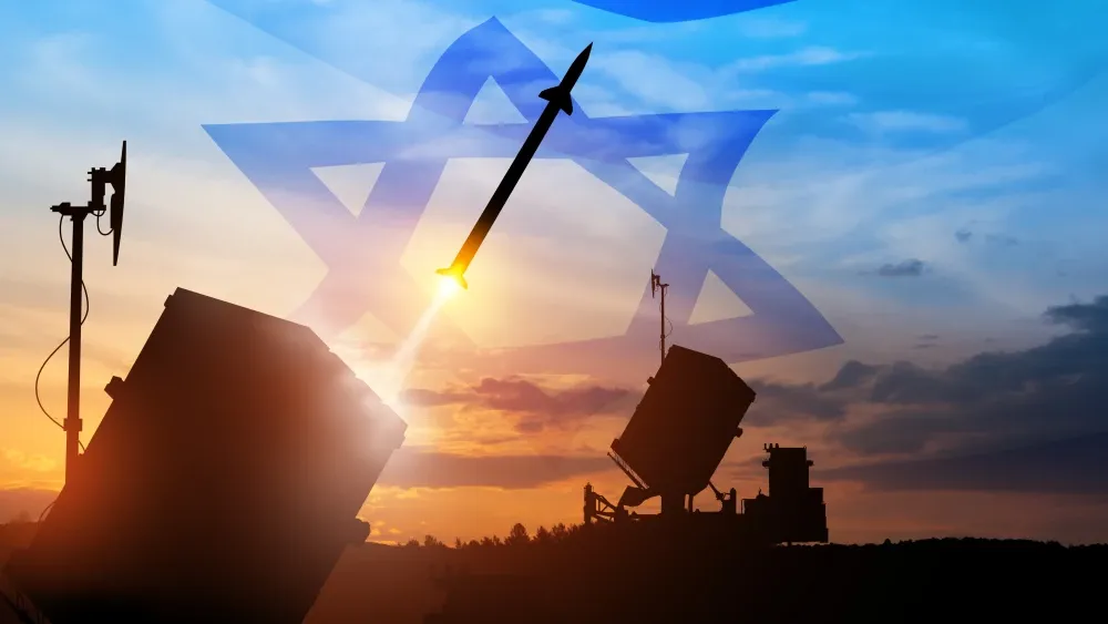 A closeup of Israel's Iron Dome air defense missile launches.  Shutterstock