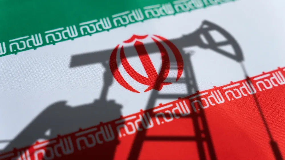 Iran flag and oil