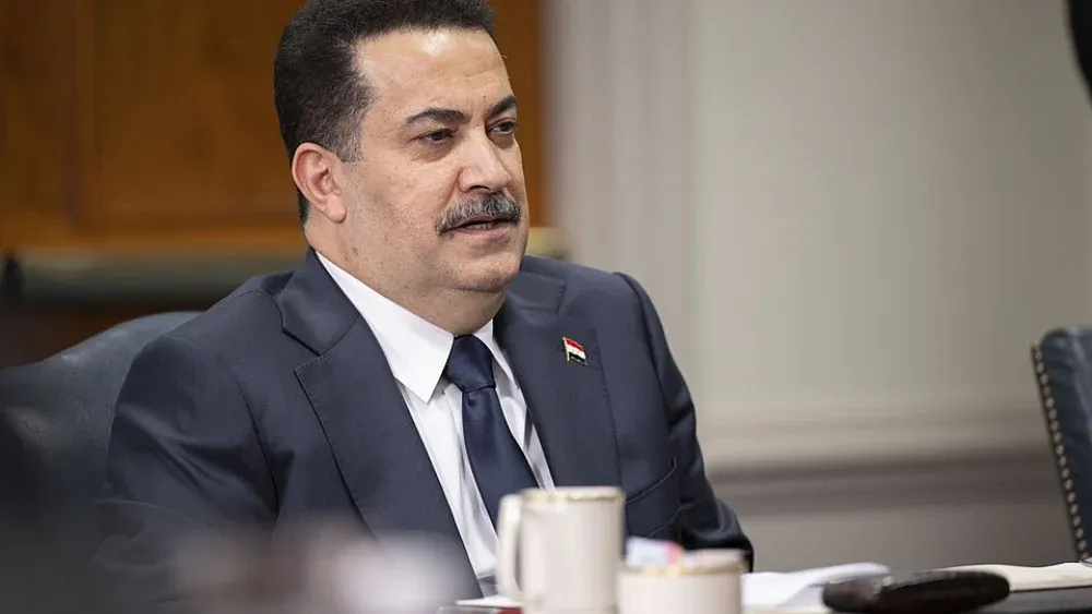 Iraqi Prime Minister Mohammed Shia’ al-Sudani in April 2024.  U.S. Secretary of Defense, Public domain, via Wikimedia Commons