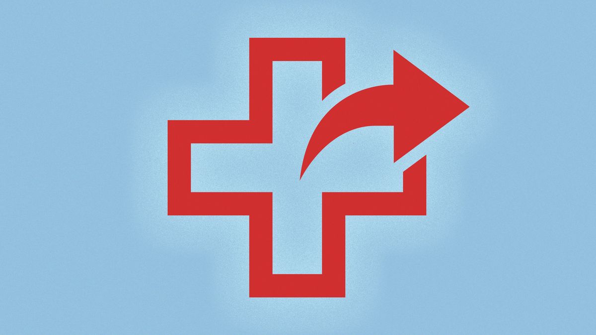 Illustration of a red cross as a share icon.