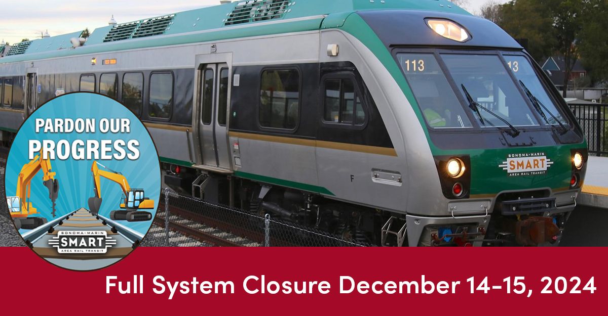 Full system closure December 14-15, photo of a train