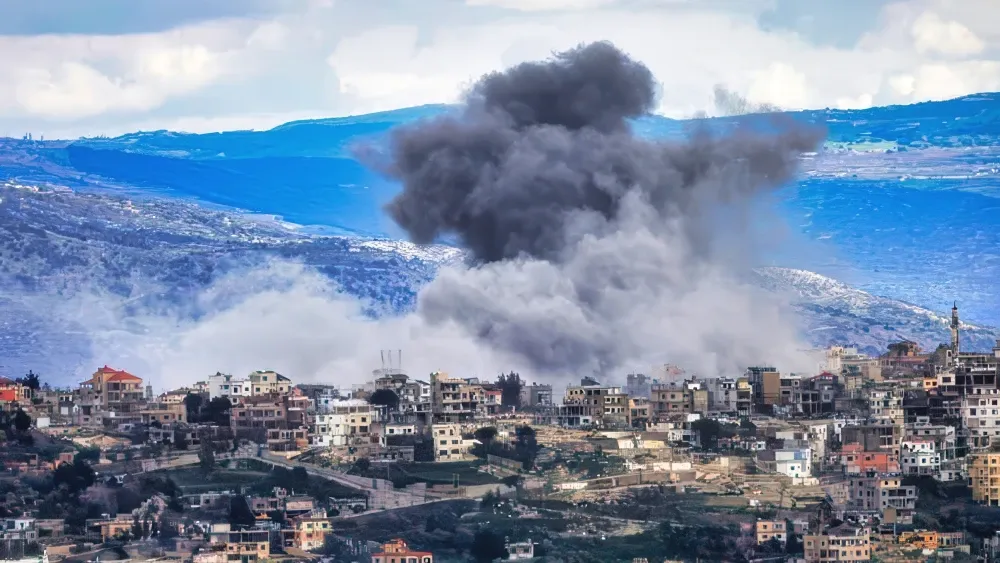 An Israeli airstrike on a village in South Lebanon; April 06, 2026.  Shutterstock