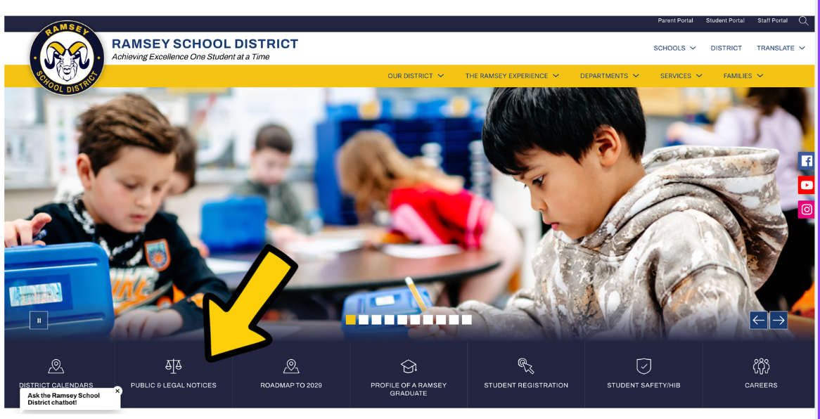 Legal Notices Menu Button the RSD Website Homepage