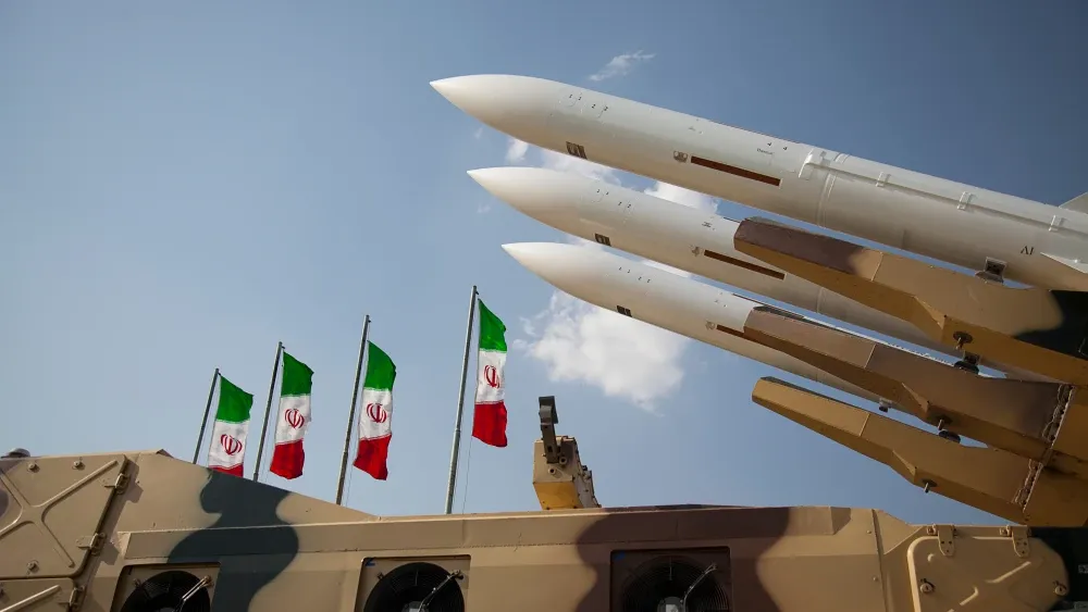 Offensive missiles of the Iranian armed forces, outside the military museum in Tehran.  Shutterstock
