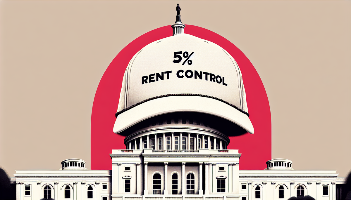 White House wearing a cap that says 5% Rent Control