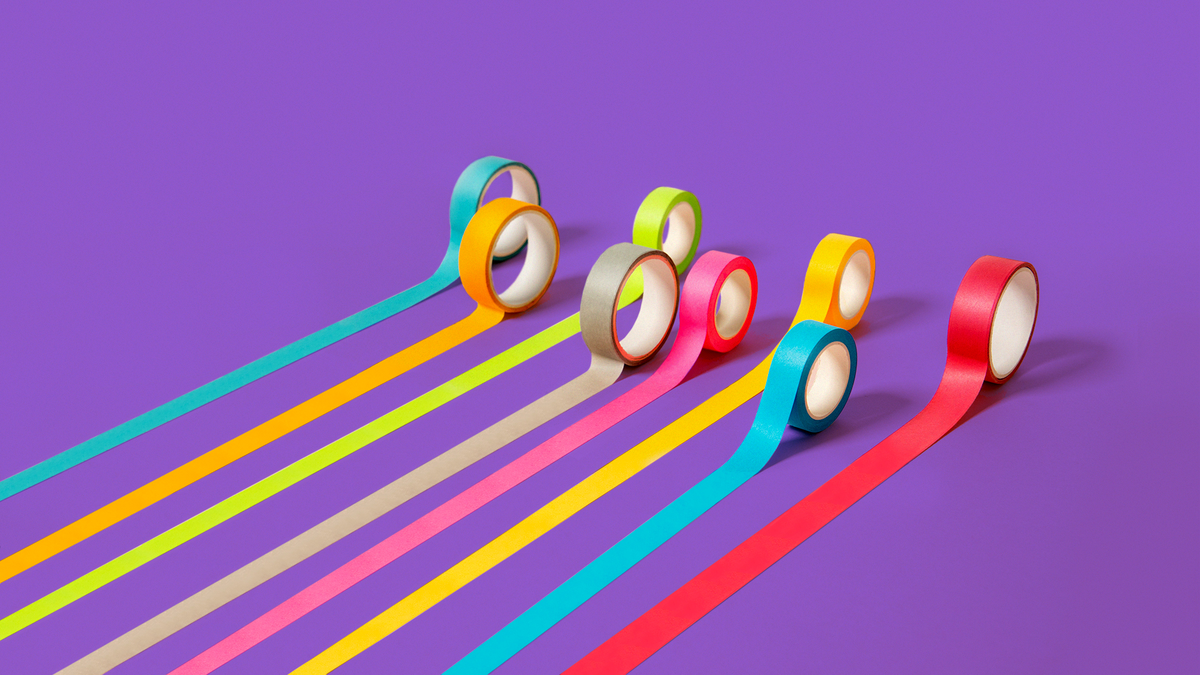 Colorful rolls of tape.
