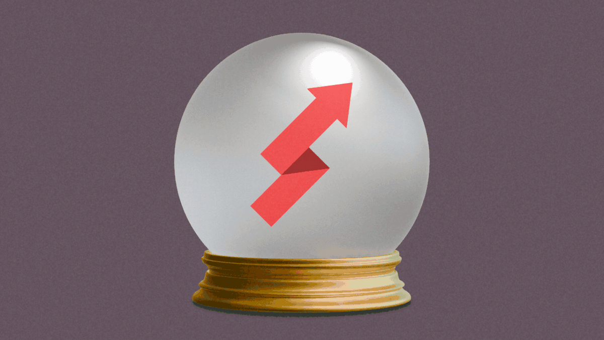 crystal ball with graph arrow going up and then down