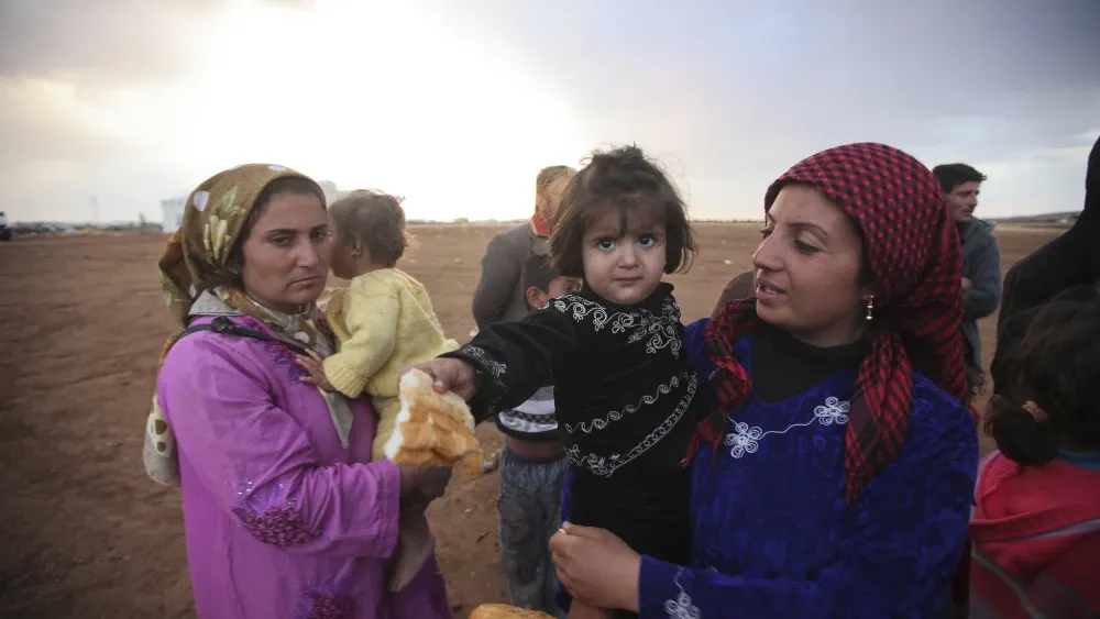 A file photo of Syrian refugees in Kobane, a Kurdish-majority city.  Shutterstock