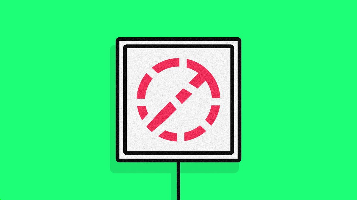 Illustration of a no symbol broken apart