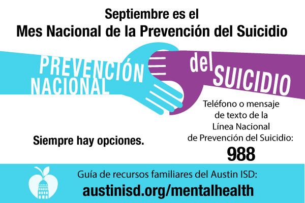 Spanish text Suicide Prevention Month