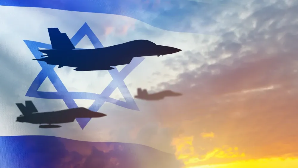 Israel flag and F35s