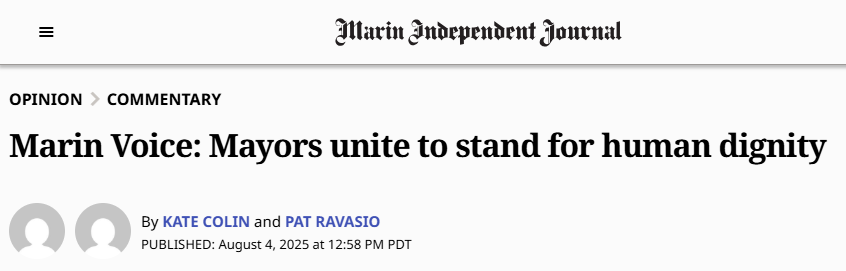 Screenshot of Marin IJ website and opinion article title