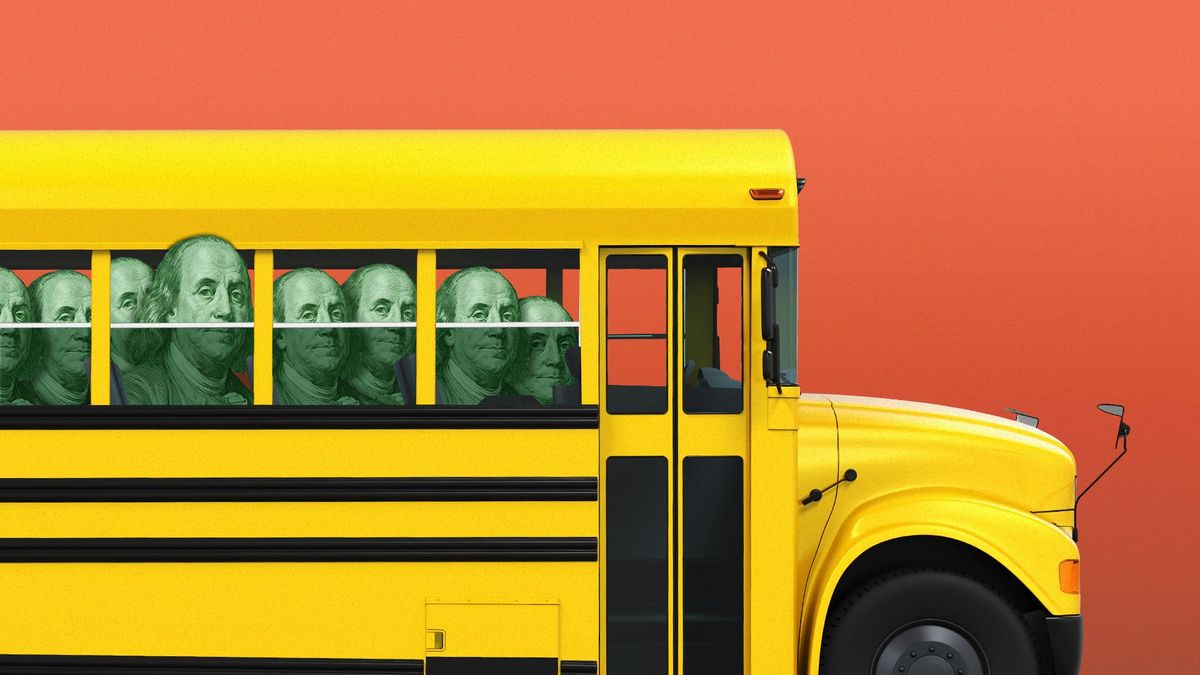 School bus with money