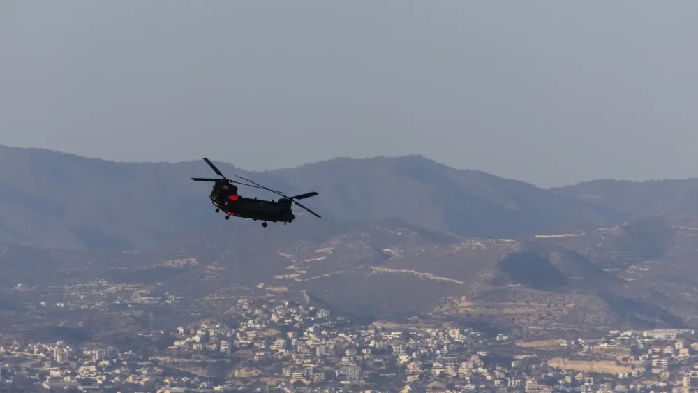 A Royal Air Force Boeing CH-47 Chinook flies over Akrotiri in Cyprus in September 2025.  Shutterstock