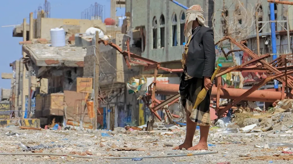 A Yemeni soldier pauses in the fight against Houthi militias in South Yemen.  Shutterstock