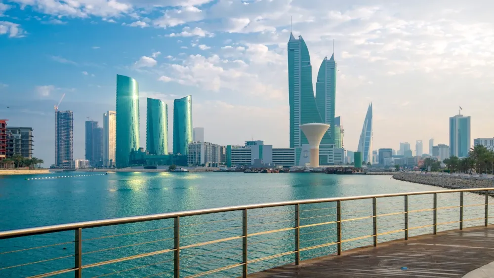A view of Manama, the capital and largest city of Bahrain, located on the Persian Gulf.  Shutterstock