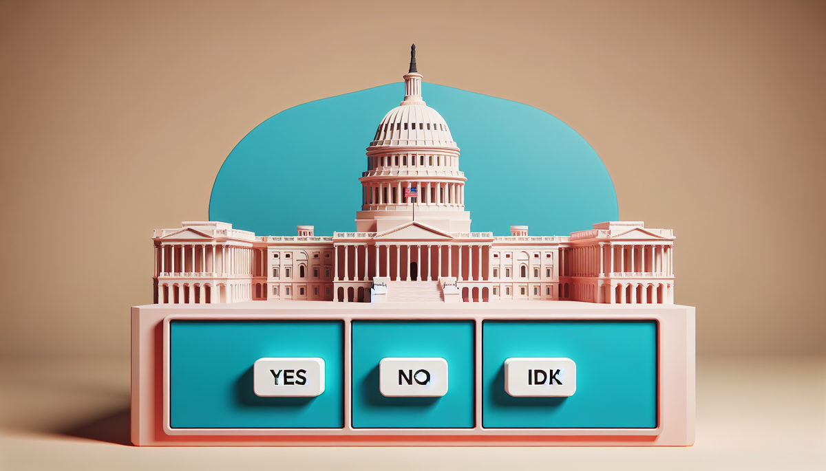 U.S. Capitol gameshow style with three choices "Yes", "No", and "IDK"